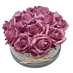 Antik bordó habrózsa virágbox (22 cm)