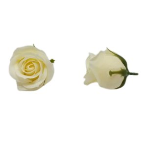 Krémszínű szappanrózsa fej (6x6 cm)